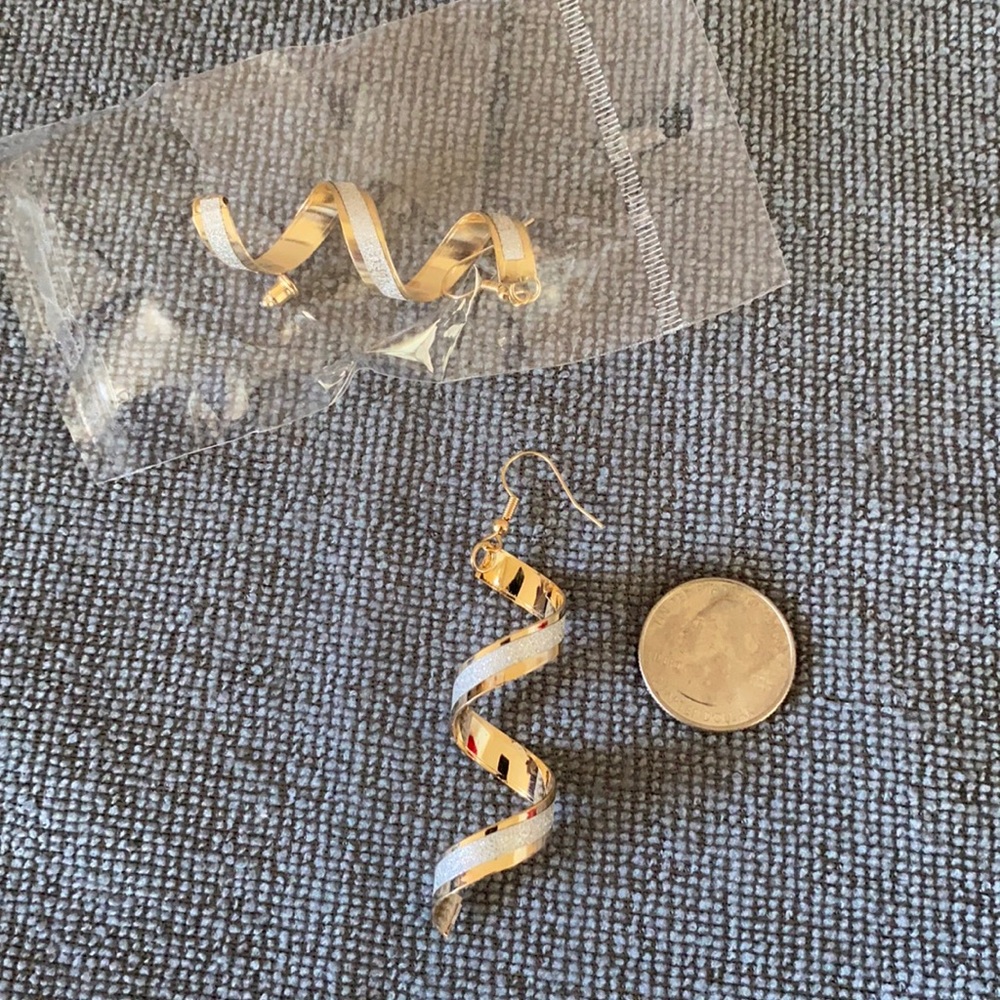Gold twist with silver sparkle earrings